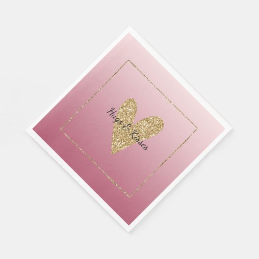 Serviette En Papier Coeur de Parties scintillant en or rose Ombre (Coin)