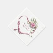 Serviette En Papier Coeur de ruban rose avec Rose (Coin)