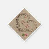 Serviette En Papier Coeur de sable et Rose (Coin)