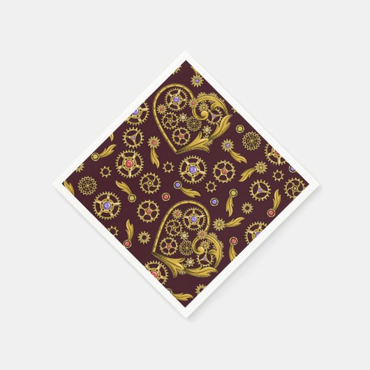 Serviette En Papier Coeur des engrenages Steampunk (Coin)