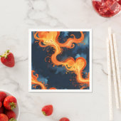 Serviette En Papier Coeur des Flammes Feu & Ciels (En situation)