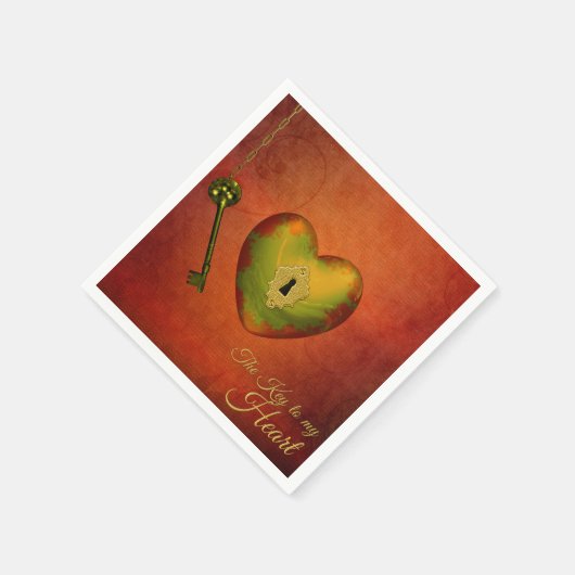 Serviette En Papier Coeur d'or avec clé (Coin)