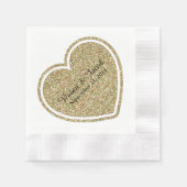 Serviette En Papier Coeur d'or personnalisées mariage serviette (Devant)