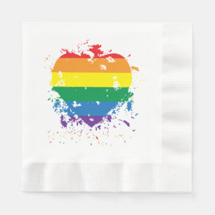 Serviette En Papier Coeur du drapeau arc-en-ciel Gay pride