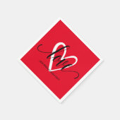 Serviette En Papier Coeur élegant minimal sur le rouge (Coin)