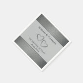 Serviette En Papier Coeur élégant personnalisé Argent 25e anniversaire (Coin)