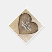 Serviette En Papier Coeur en bois sculpté Mariage rustique (Coin)