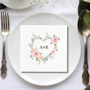 Serviette En Papier Cœur en forme de fleurs botaniques de rose rose Ma