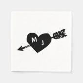 Serviette En Papier Coeur et flèche Monogram Cocktail Napkins (Devant)