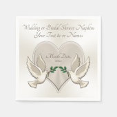 Serviette En Papier Coeur et Inséparables Mariage Cocktail serviettes (Devant)