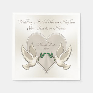 Serviette En Papier Coeur et Inséparables Mariage Cocktail serviettes