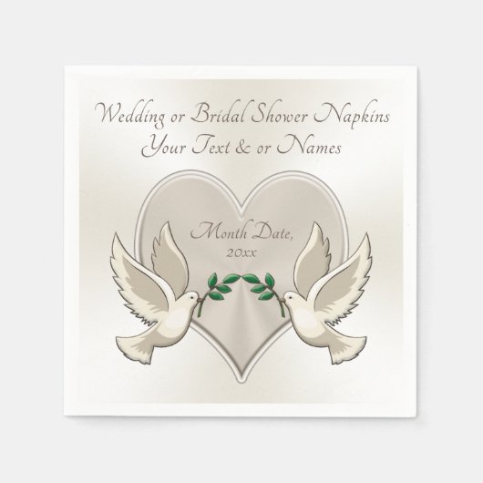 Serviette En Papier Coeur et Inséparables Mariage Cocktail serviettes (Devant)