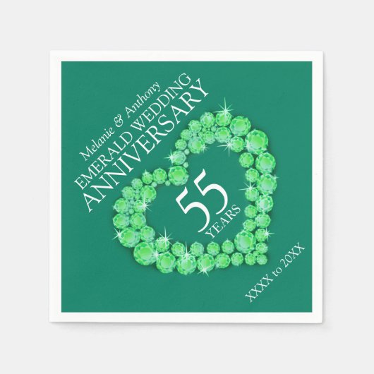 Serviette En Papier Coeur et serviettes de Mariage Emerald (Devant)