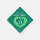 Serviette En Papier Coeur et serviettes de Mariage Emerald (Coin)