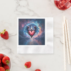Serviette En Papier Cœur Flamboyant de la Lune – Amour Cosmique Gothiq