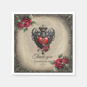 Serviette En Papier Coeur gothique élégant mais mystique