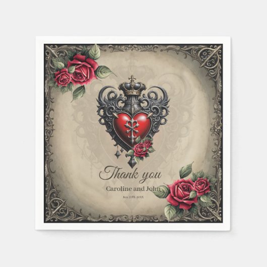 Serviette En Papier Coeur gothique élégant mais mystique (Devant)