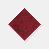 Serviette En Papier Coeur gothique rouge et noir Mariage élégant (Coin)