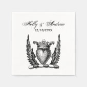 Serviette En Papier Coeur héraldique avec ailes Armoiries Crest (Devant)