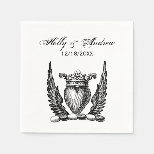 Serviette En Papier Coeur héraldique avec ailes Armoiries Crest (Devant)