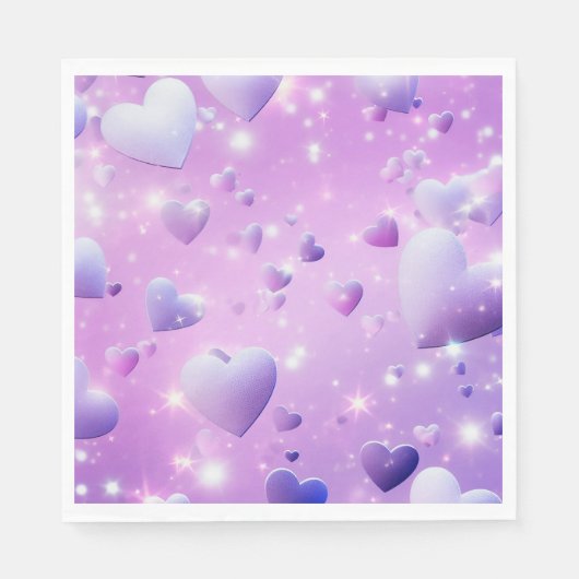 Serviette En Papier Cœur Lueur Violette (Devant)