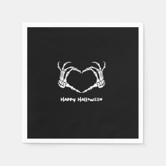Serviette En Papier Coeur main squelette éffrayant avec "Happy Hallowe (Devant)
