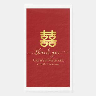 Serviette En Papier Coeur mariage chinois vintage rouge double bonheur
