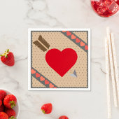 Serviette En Papier Coeur mignon avec flèche Romantique Valentines Mot