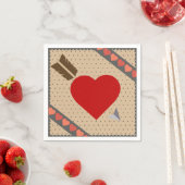 Serviette En Papier Coeur mignon avec flèche Romantique Valentines Mot (En situation)