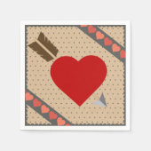 Serviette En Papier Coeur mignon avec flèche Romantique Valentines Mot (Devant)