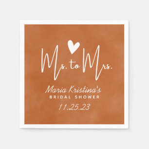 Serviette En Papier Coeur moderne Mme à Mme Fête des mariées Terracott