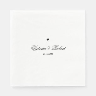 Serviette En Papier Cœur noir et blanc avec écriture personnalisée