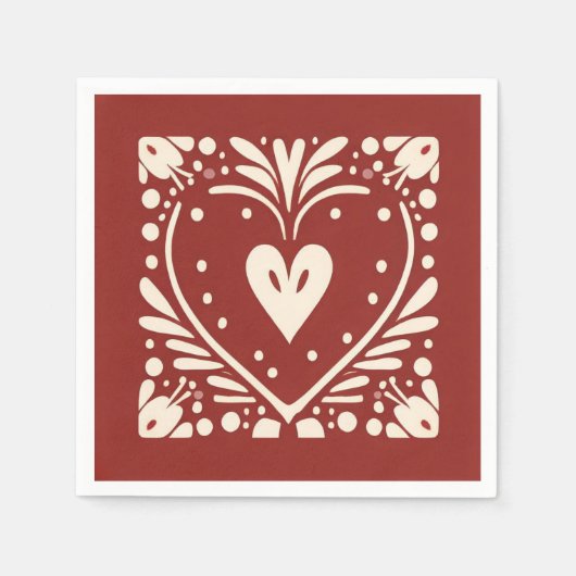 Serviette En Papier Coeur nordique de Noël (Devant)