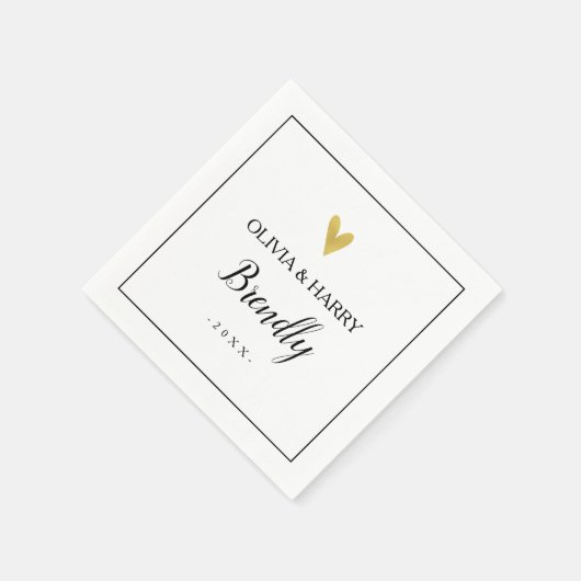 Serviette En Papier Coeur or élégant | Papier Mariage blanc Napkin (Coin)