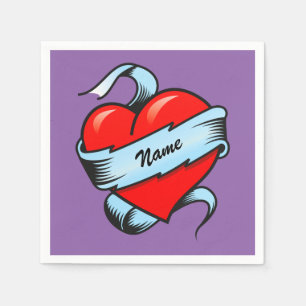 Serviette En Papier Coeur personnalisé de tatouage