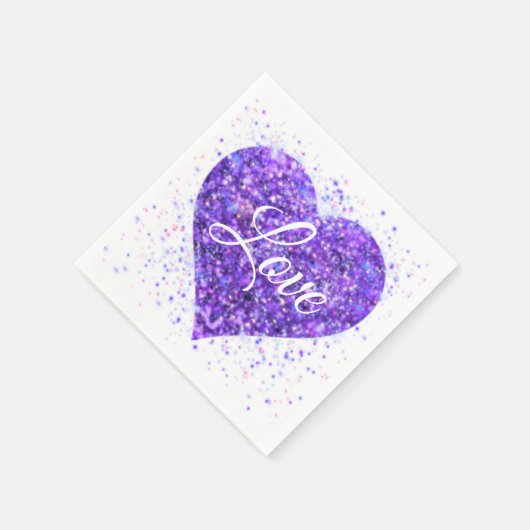 Serviette En Papier Coeur pétillant pourpre, parties scintillant d'amo (Coin)