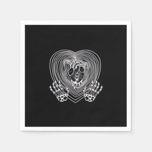 Serviette En Papier Coeur Pleurant En Blanc - Skeleton Coeurs Mains
