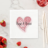 Serviette En Papier Coeur pointillé blanc Whimsical rose (En situation)