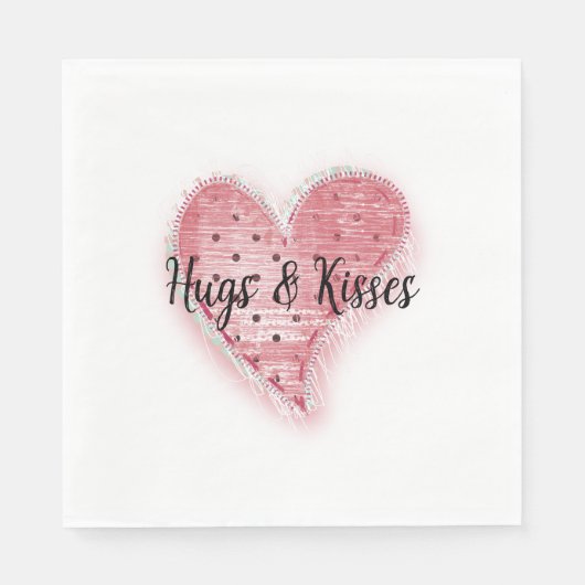 Serviette En Papier Coeur pointillé blanc Whimsical rose (Devant)