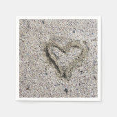Serviette En Papier Coeur romantique dans le sable Photo (Devant)