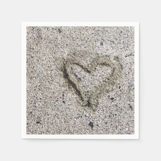 Serviette En Papier Coeur romantique dans le sable Photo (Devant)