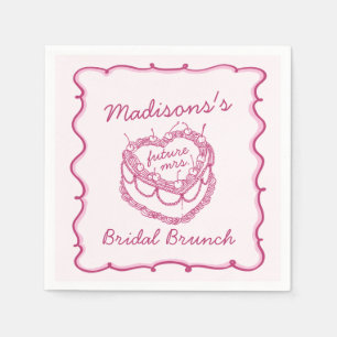 Serviette En Papier Coeur rose rétro Coquette gâteau cerise Mariée Bru