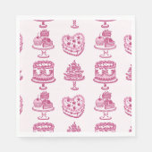 Serviette En Papier Coeur rose rétro Coquette gâteau cerise Valentines (Devant)