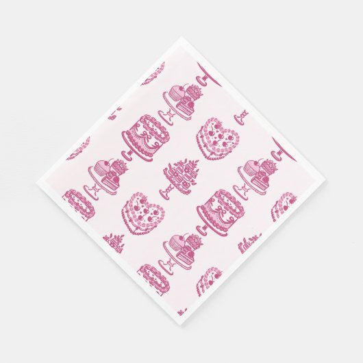 Serviette En Papier Coeur rose rétro Coquette gâteau cerise Valentines (Coin)