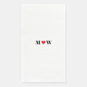 Serviette En Papier Coeur rouge mignon personnalisées couple monogramm (Devant)