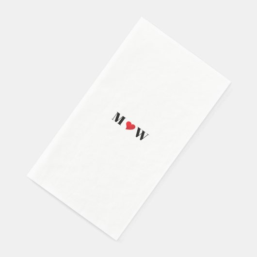 Serviette En Papier Coeur rouge mignon personnalisées couple monogramm (Coin)