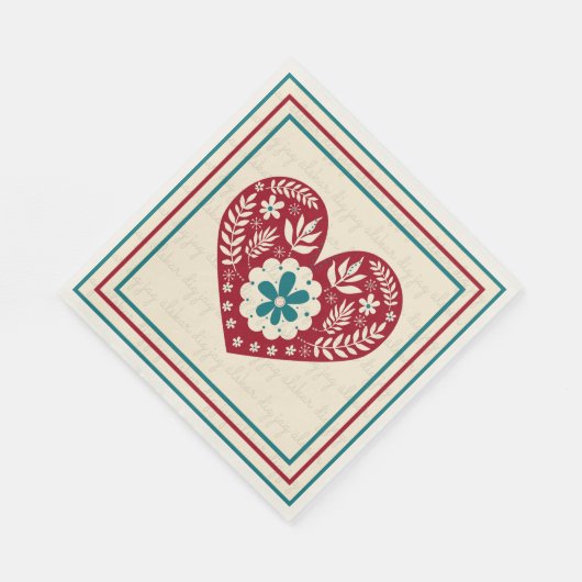 Serviette En Papier Coeur suédois Je t'aime Valentines Jour (Coin)