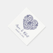 Serviette En Papier Coeur Talavera bleu (Coin)