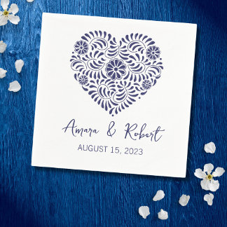 Serviette En Papier Coeur Talavera bleu