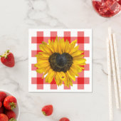Serviette En Papier Coeur Tournesol Ladybug sur Buffalo Plaid (En situation)